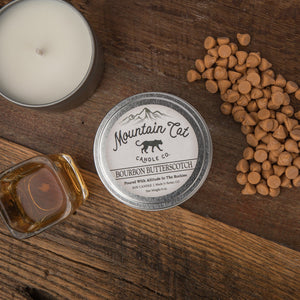 Bourbon Butterscotch - Rustic Cabin Collection Candles Mountain Cat Candle Co Rugged Metal Tin 