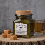 Bourbon Butterscotch - Rustic Cabin Collection Candles Mountain Cat Candle Co Vintage Green Jar with Cork Lid 