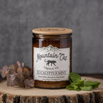 Eucalyptus + Mint - Rustic Cabin Collection Candles Mountain Cat Candle Co Amber Jar with Bamboo Lid 