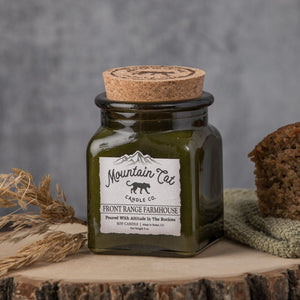 Front Range Farmhouse - Rustic Cabin Collection Candles Mountain Cat Candle Co Vintage Green Jar with Cork Lid 