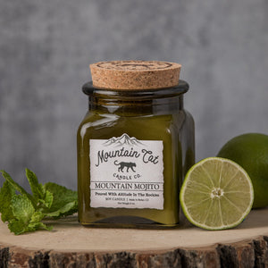 Mountain Mojito - Rustic Cabin Collection Candles Mountain Cat Candle Co Vintage Green Jar with Cork Lid 